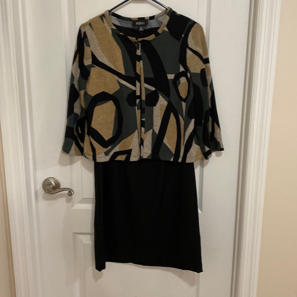 AGB Dress Black with cardigan.